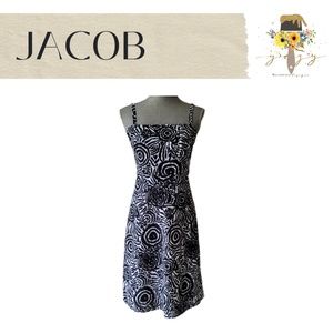 JACOB Size 6, Black/White, Casual, Midi Dress